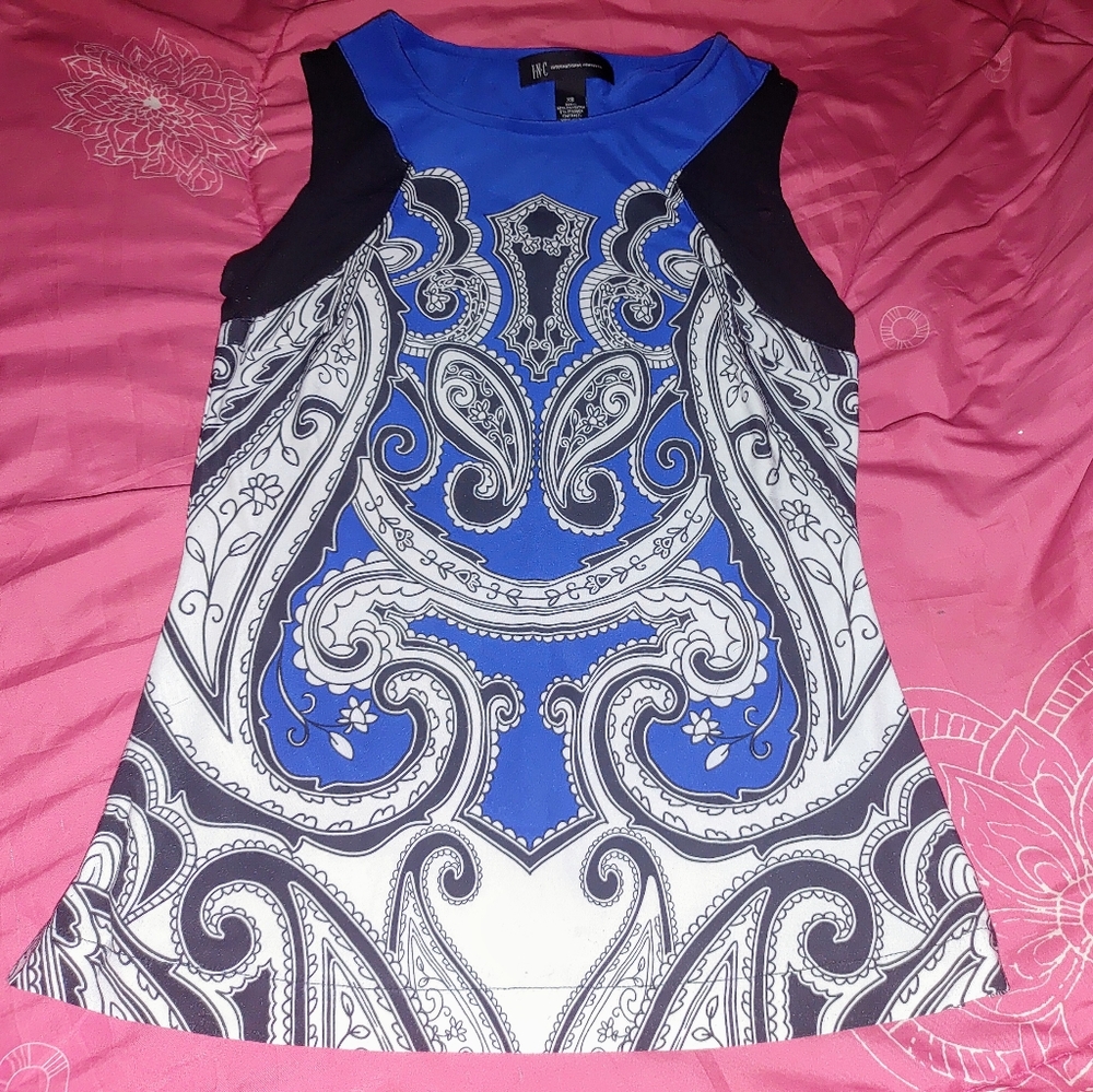 Blue bandana Paisley print top XS international concepts